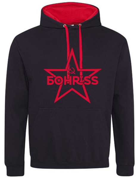 Premium Bohriss Hoody Schwarz Rot - Roter Flock